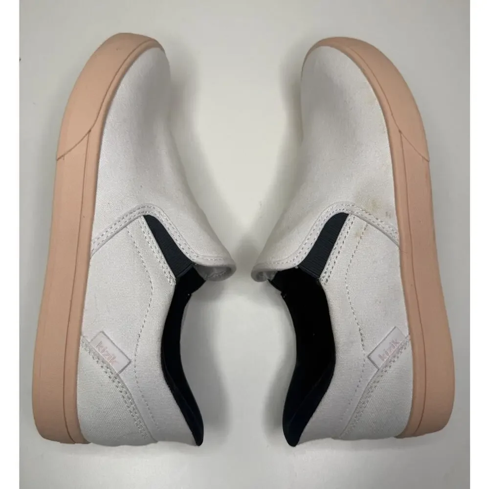 Kizik Venice Sneaker Unisex Womens 8.5 Mens 7 White Canvas Slip On Casual Loafer